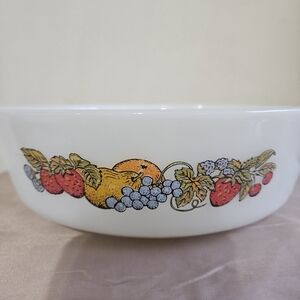 Anchor Hocking White Fruit Design Bowl